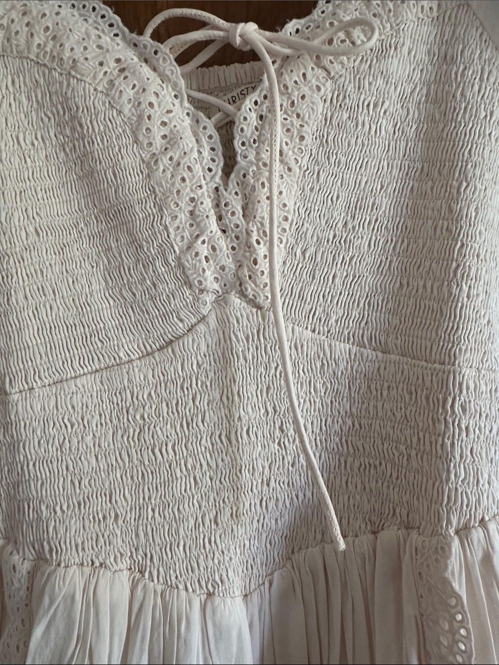 Christy Dawn Cream Puff-Sleeve Lace Midi Dress - Picture 5 of 6